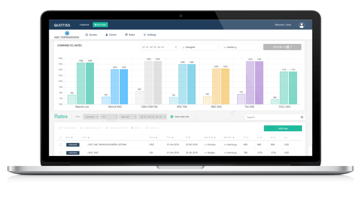 freight ratesheets quotiss