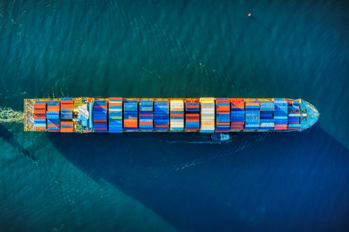 Container ship at sea