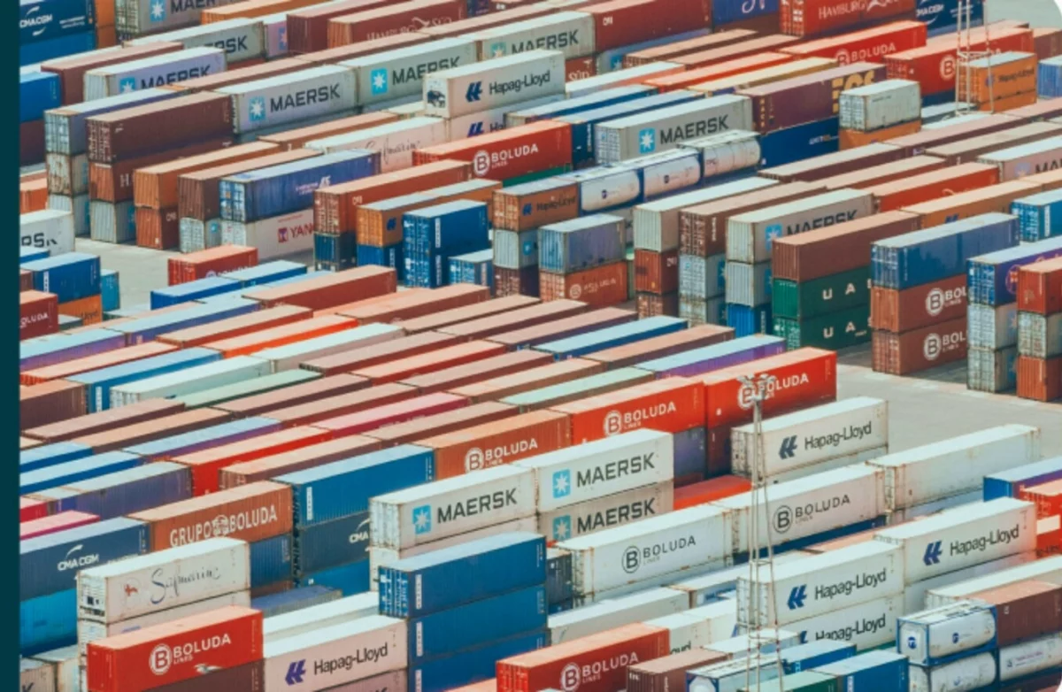 Container terminal with a forklift